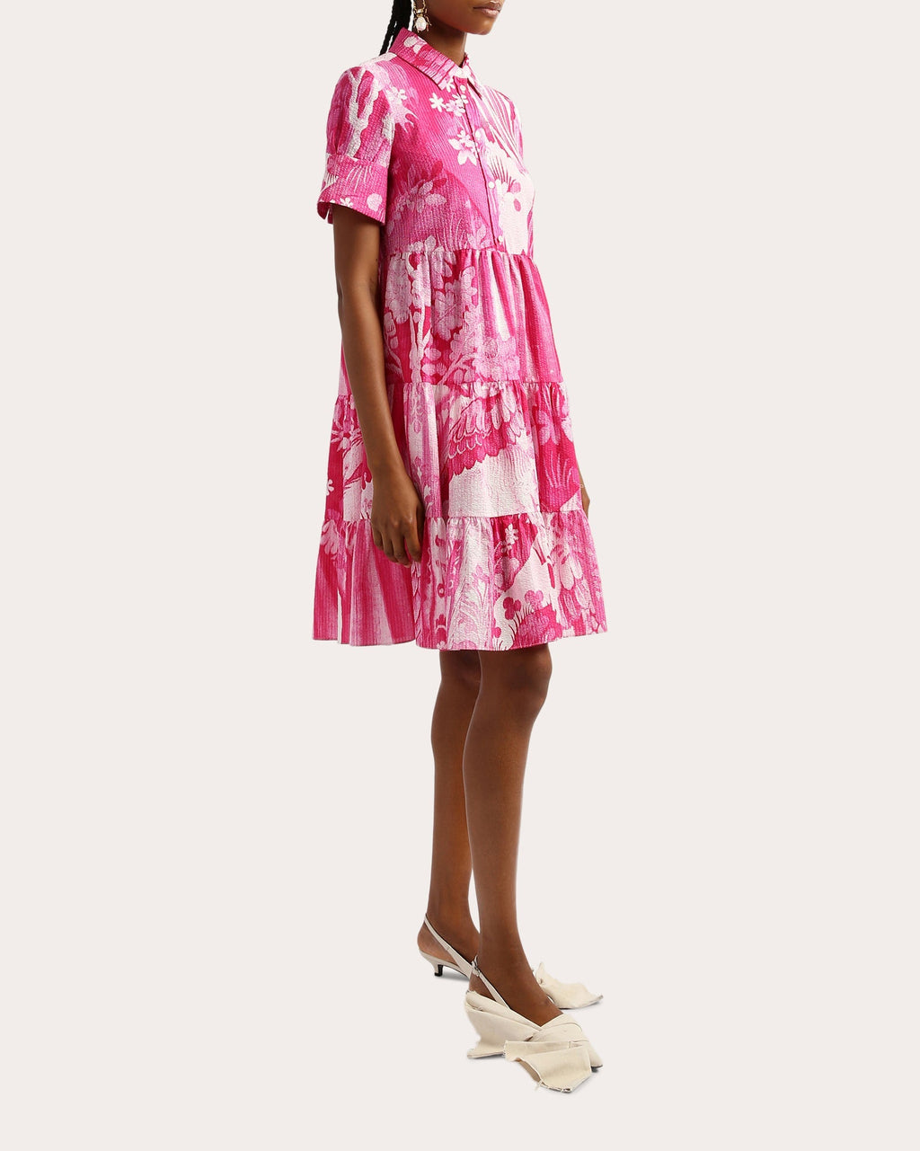 Tiered Floral-Print Cotton-Poplin Mini Dress