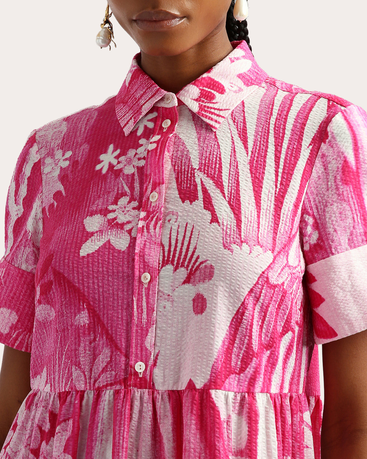 Tiered Floral-Print Cotton-Poplin Mini Dress