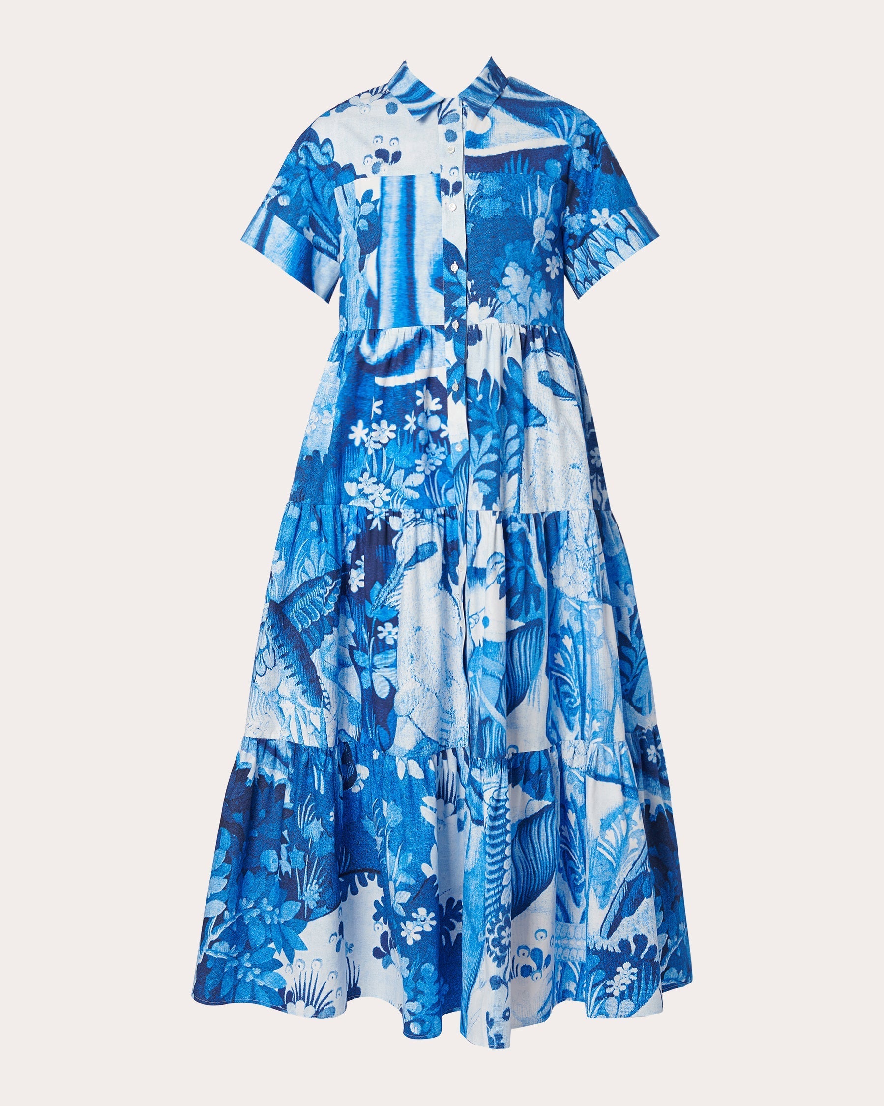 Tiered Floral-Print Cotton-Poplin Midi Dress