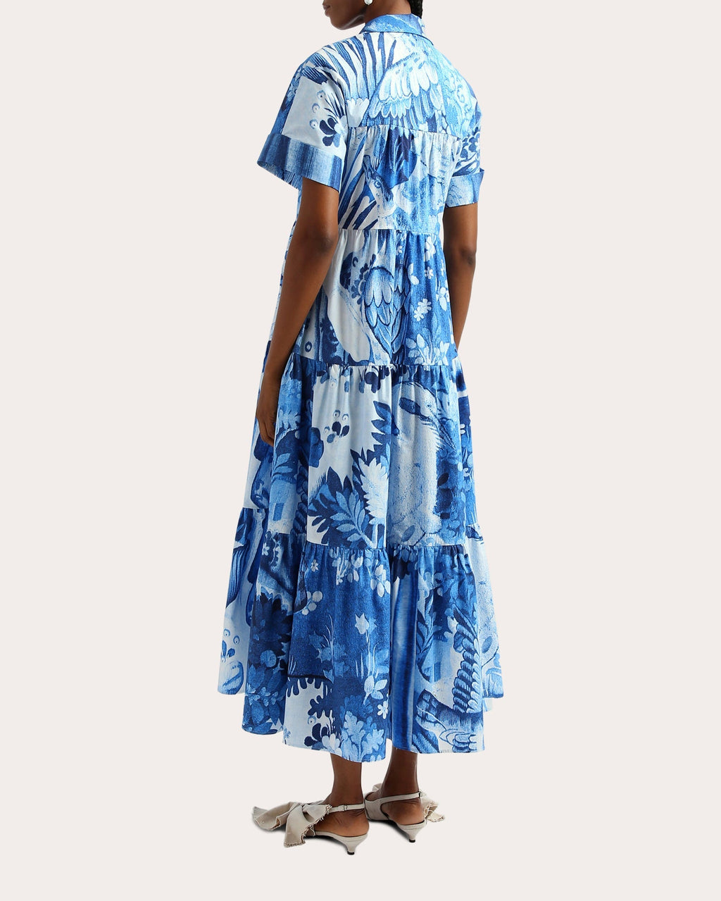 Tiered Floral-Print Cotton-Poplin Midi Dress