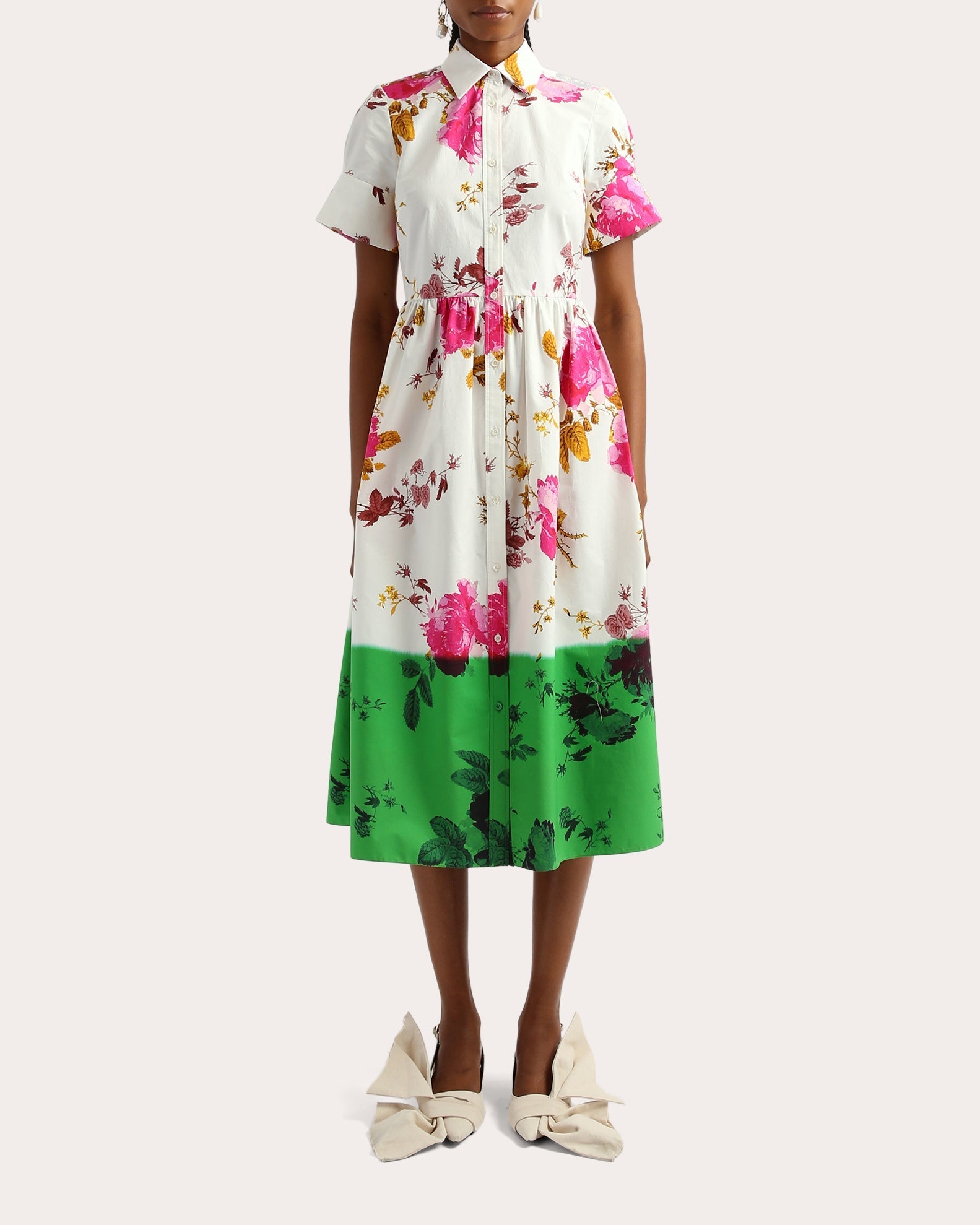 Floral-Print Cotton-Poplin Midi Dress