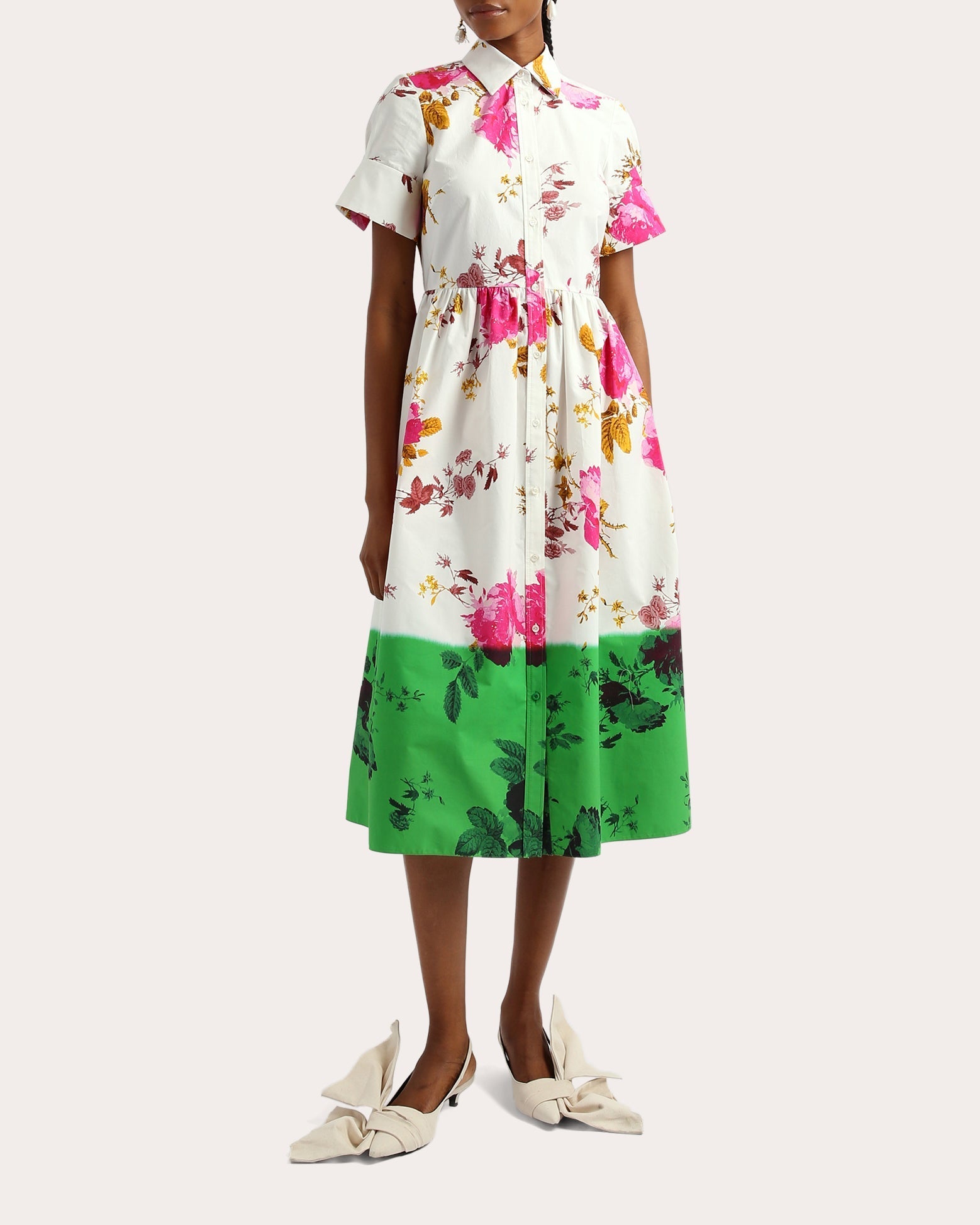 Floral-Print Cotton-Poplin Midi Dress