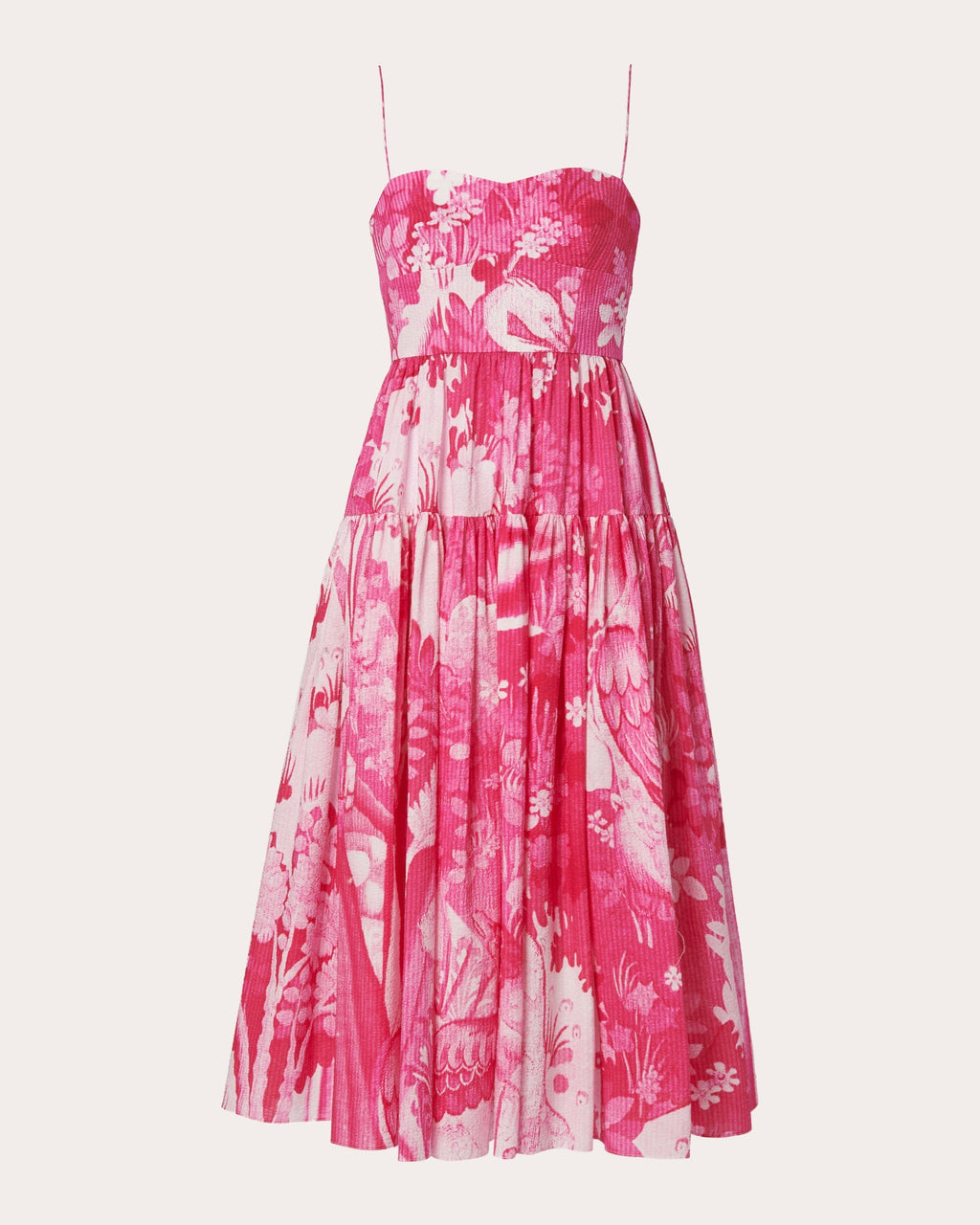 Tiered Floral-Print Cotton-Poplin Midi Dress
