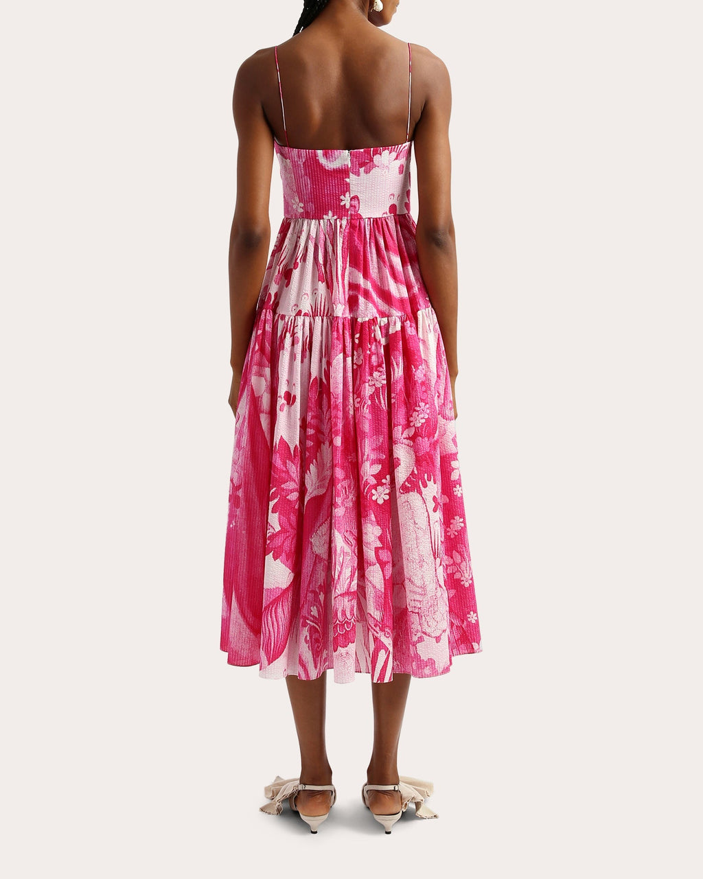 Tiered Floral-Print Cotton-Poplin Midi Dress