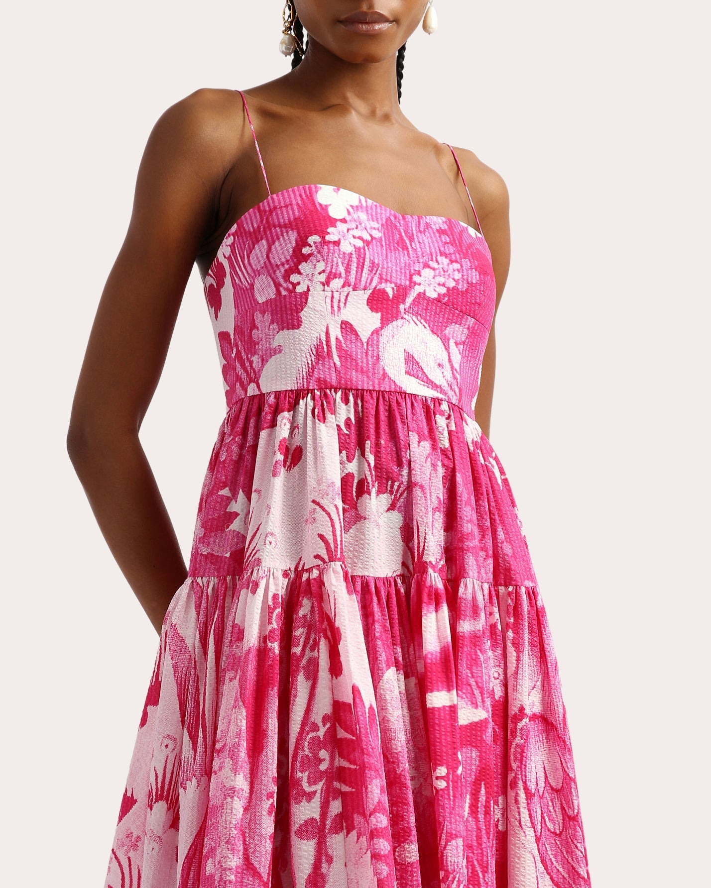 Tiered Floral-Print Cotton-Poplin Midi Dress