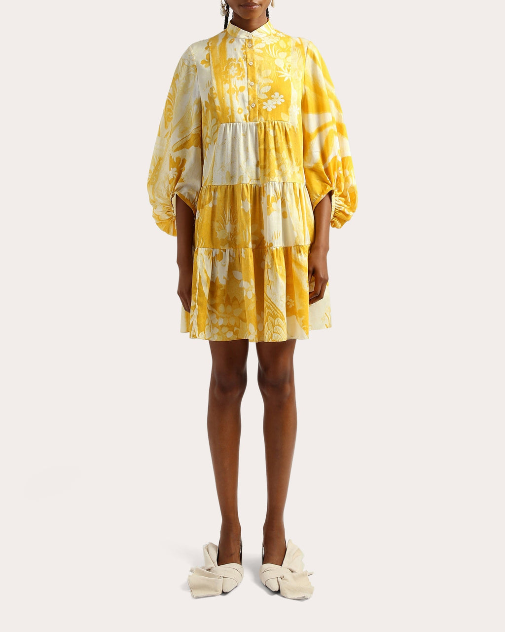 Tiered Floral-Print Cotton-Poplin Mini Dress