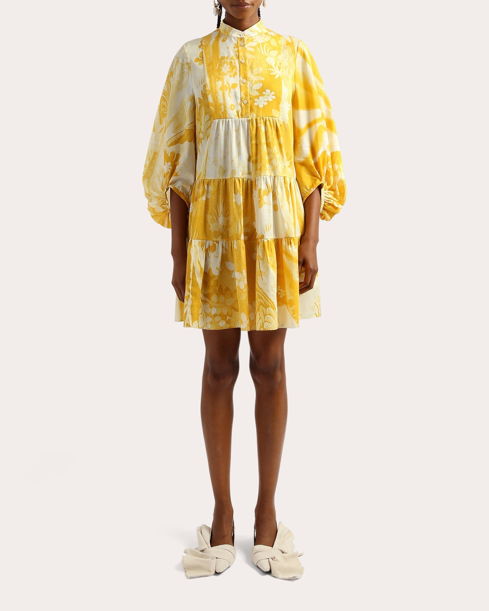 Tiered Floral-Print Cotton-Poplin Mini Dress