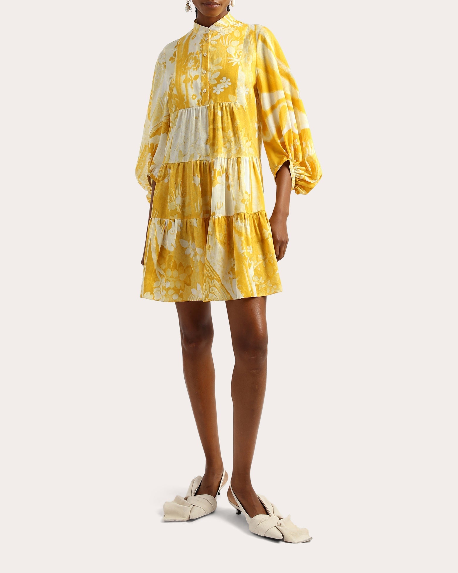 Tiered Floral-Print Cotton-Poplin Mini Dress
