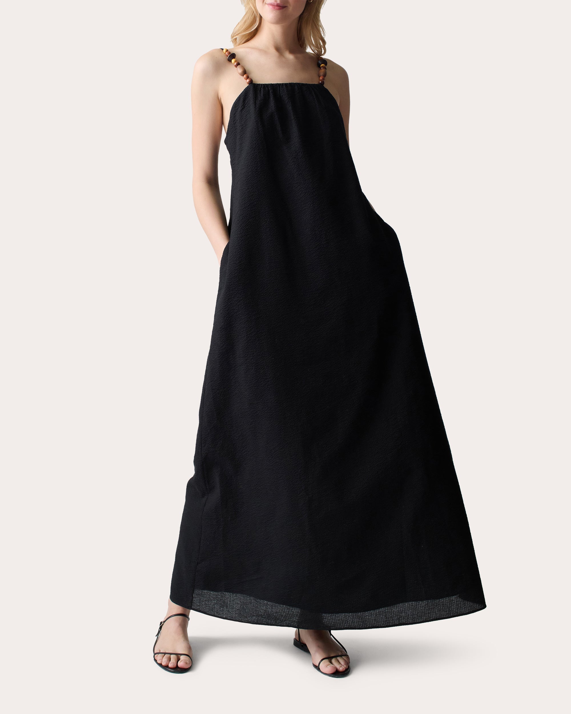 Grikos Embellished Cotton Seersucker Maxi Dress