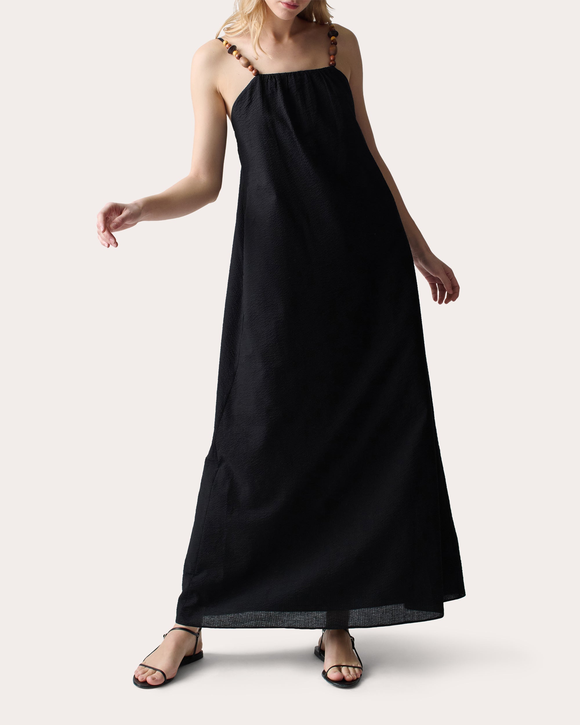 Grikos Embellished Cotton Seersucker Maxi Dress
