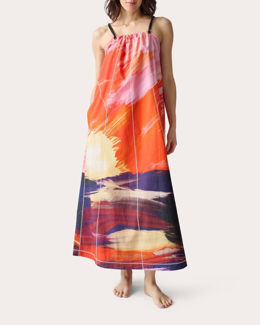 Ilias Sunset Printed Cotton Maxi Dress