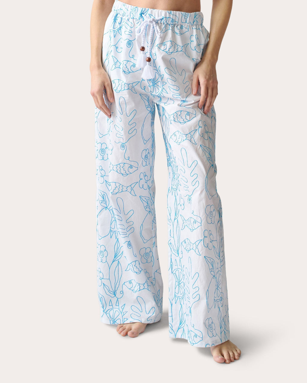 Petra Embroidered Cotton Pajama Pants