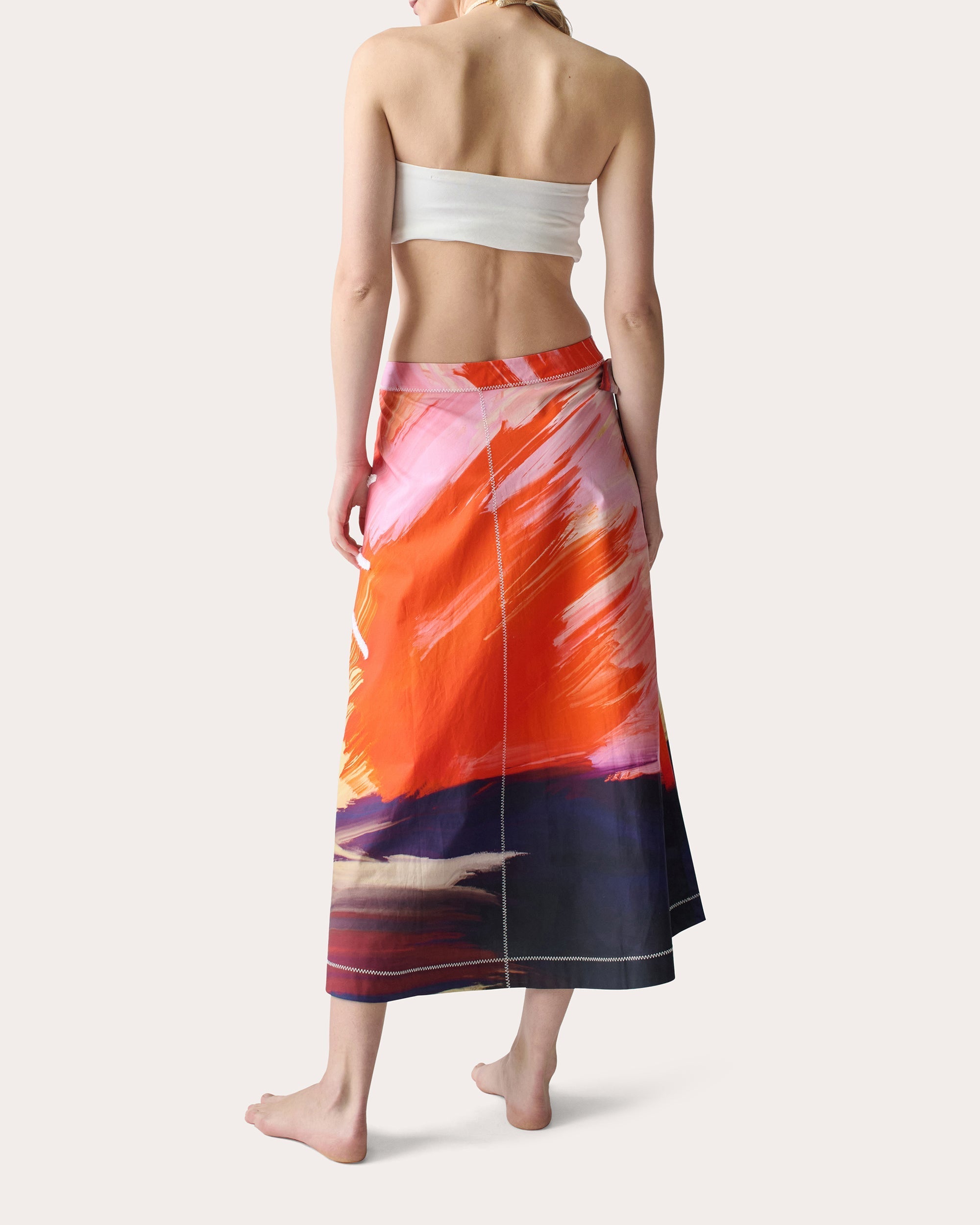 Ilias Sunset Embroidered Cotton Wrap Skirt