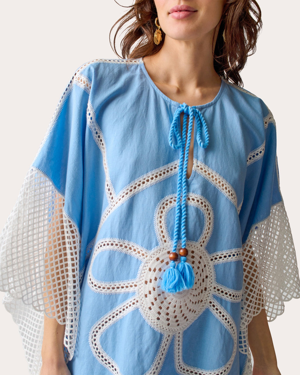 Kampos Crochet-Trimmed Linen-Blend Kaftan
