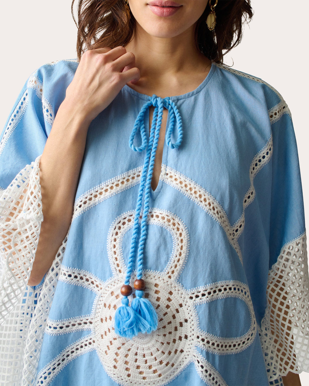 Kampos Crochet-Trimmed Linen-Blend Kaftan