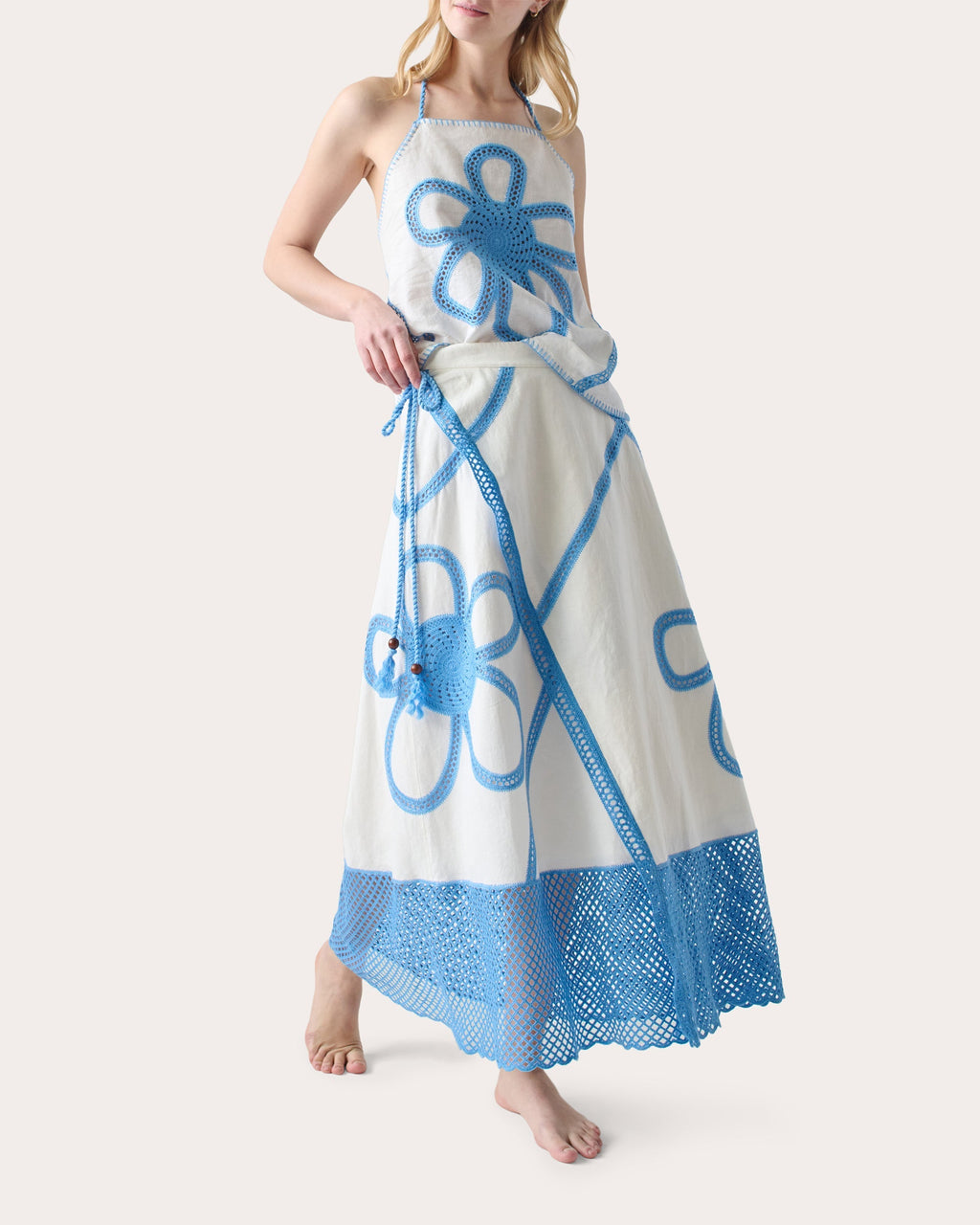 Kampos Crochet-Trimmed Cotton Wrap Skirt