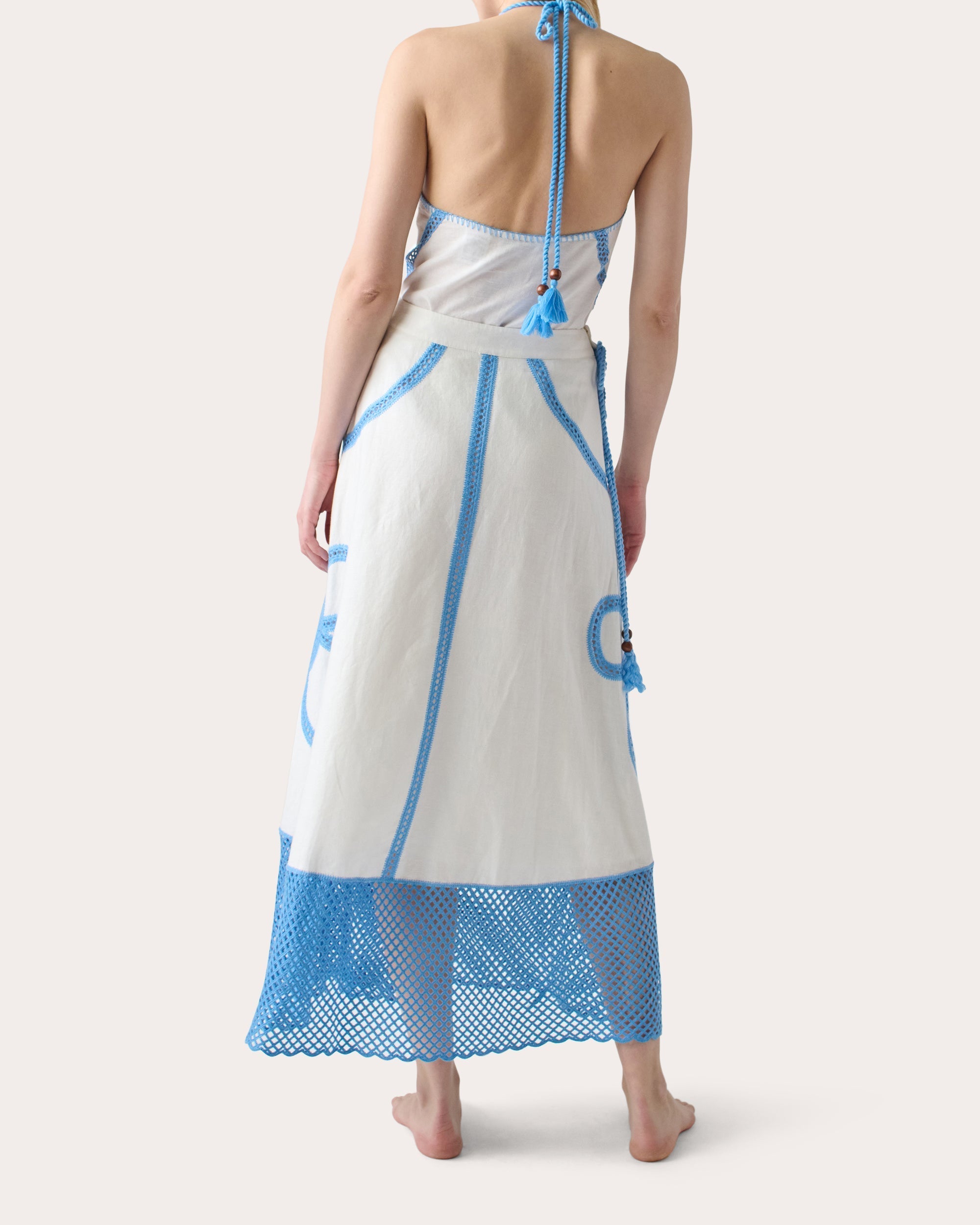 Kampos Crochet-Trimmed Cotton Wrap Skirt
