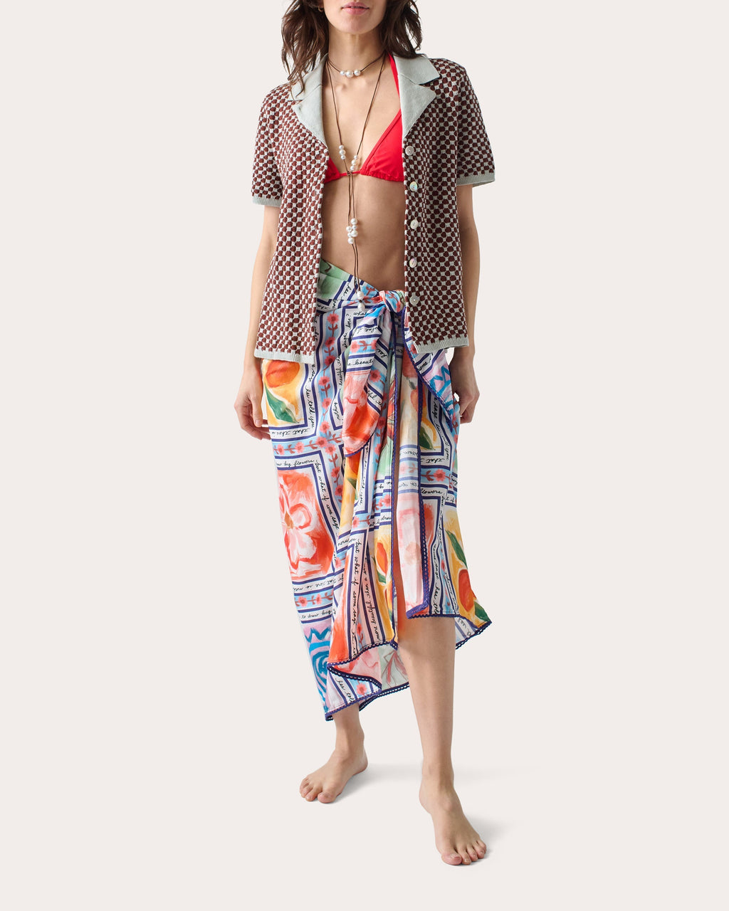 Marcia Embroidered Crochet-Trimmed Cotton-Blend Sarong