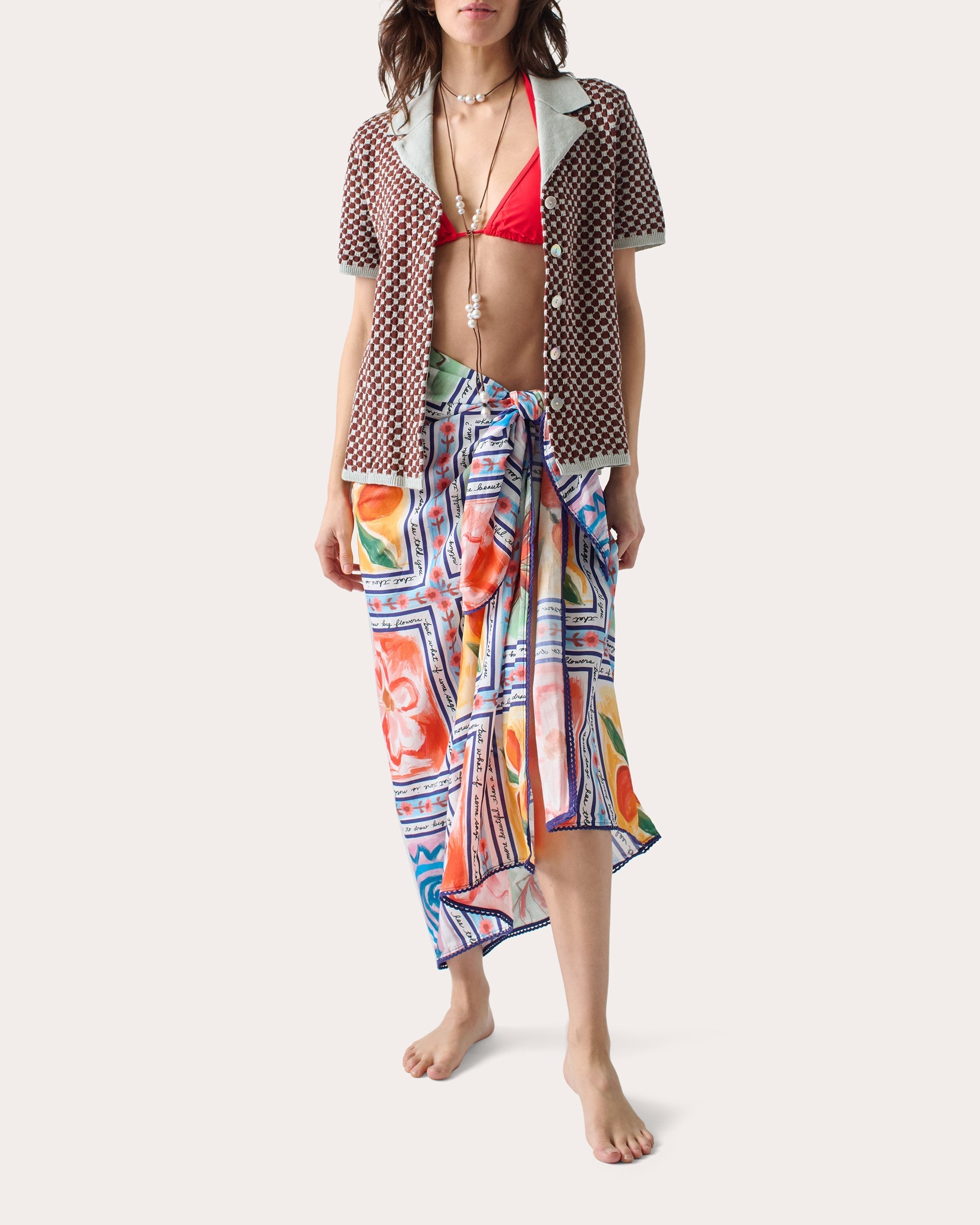 Marcia Embroidered Crochet-Trimmed Cotton-Blend Sarong