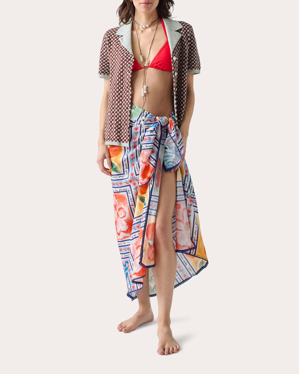 Marcia Embroidered Crochet-Trimmed Cotton-Blend Sarong