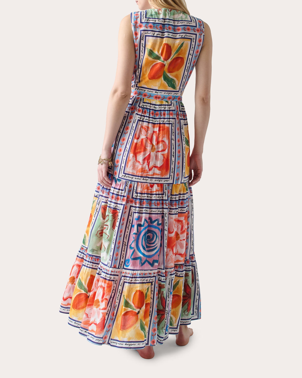 Marcia Tiered Printed Cotton-Blend Cutout Maxi Dress