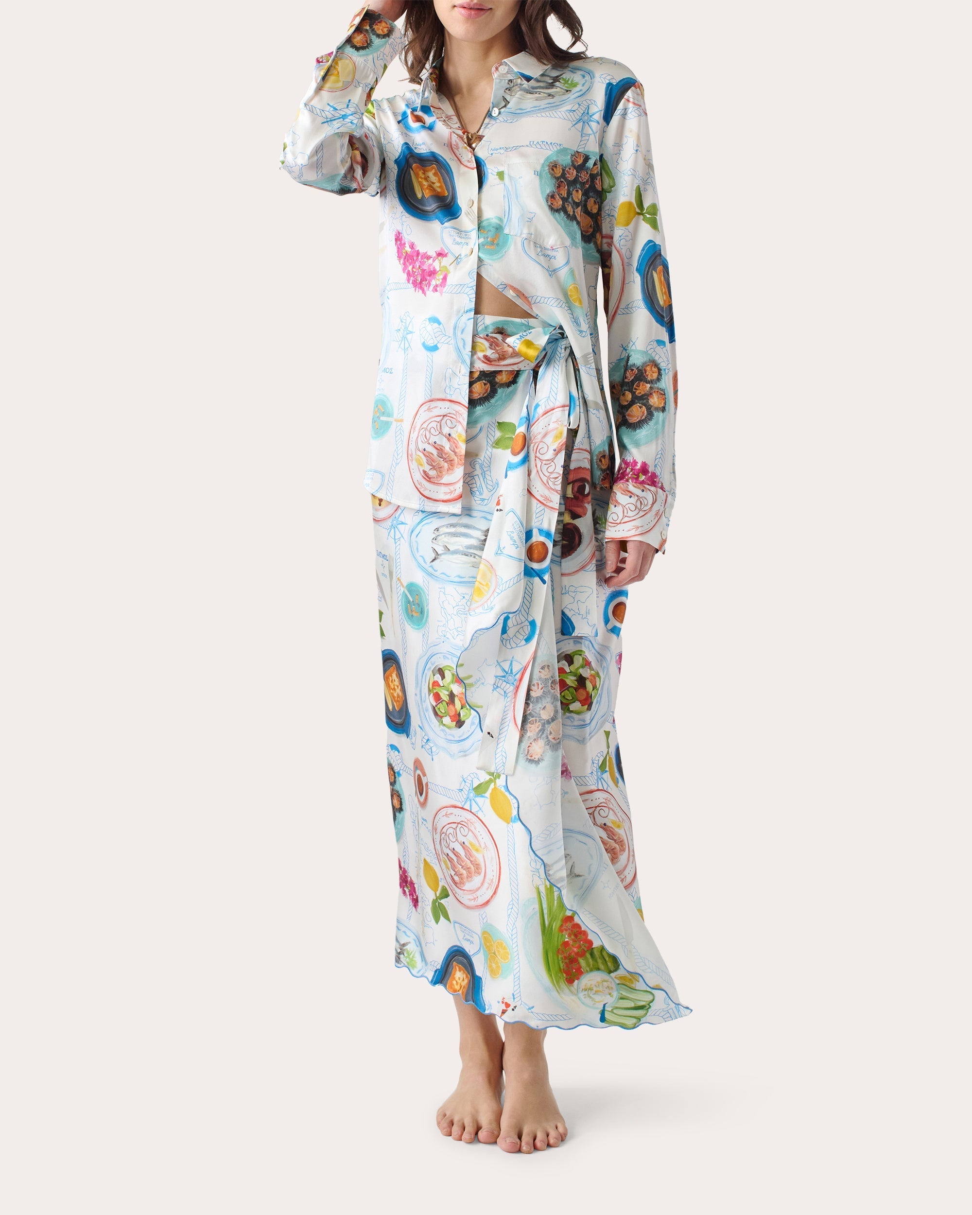 Lampi Asymmetric Printed Silk-Blend Wrap Skirt