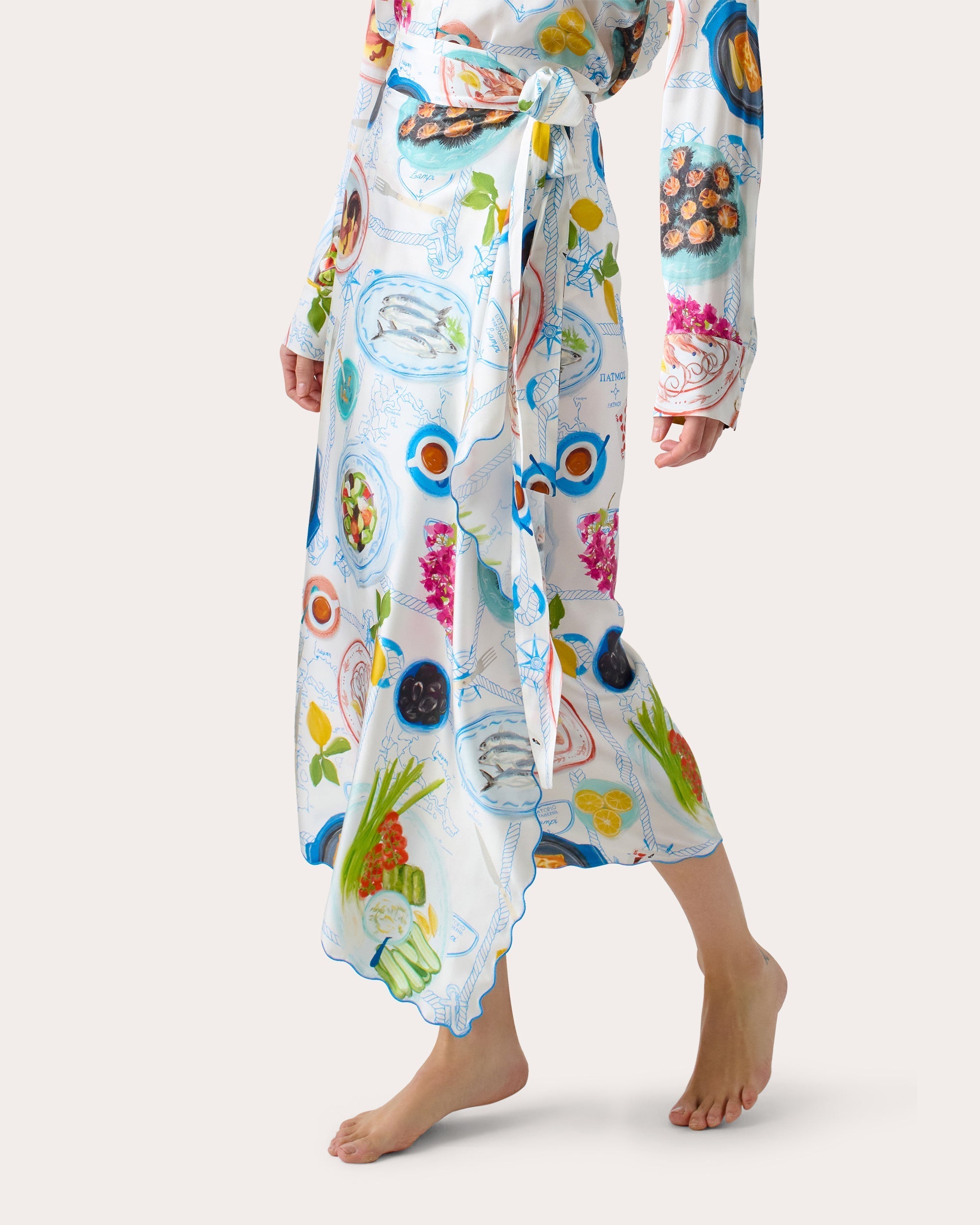 Lampi Asymmetric Printed Silk-Blend Wrap Skirt