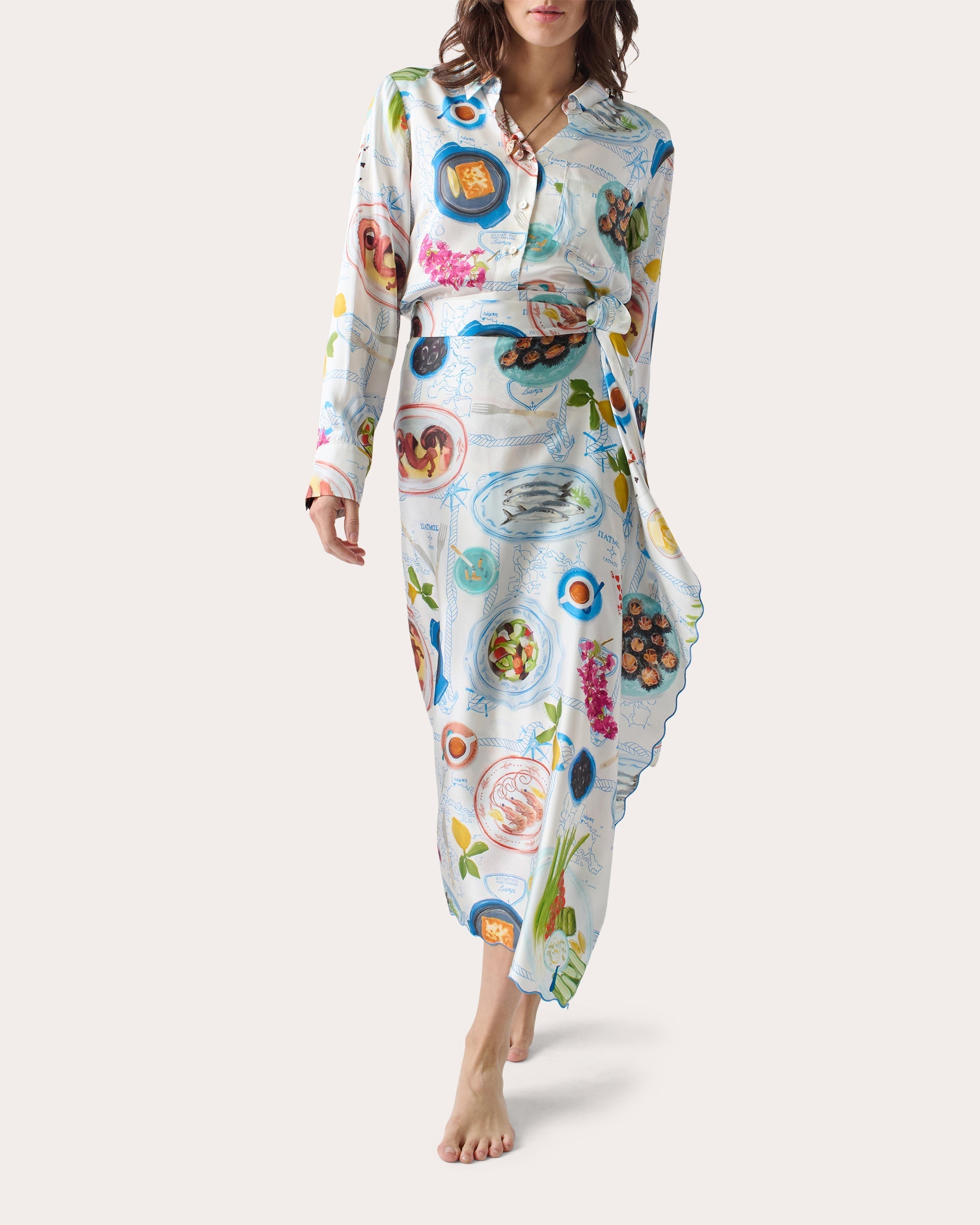 Lampi Asymmetric Printed Silk-Blend Wrap Skirt