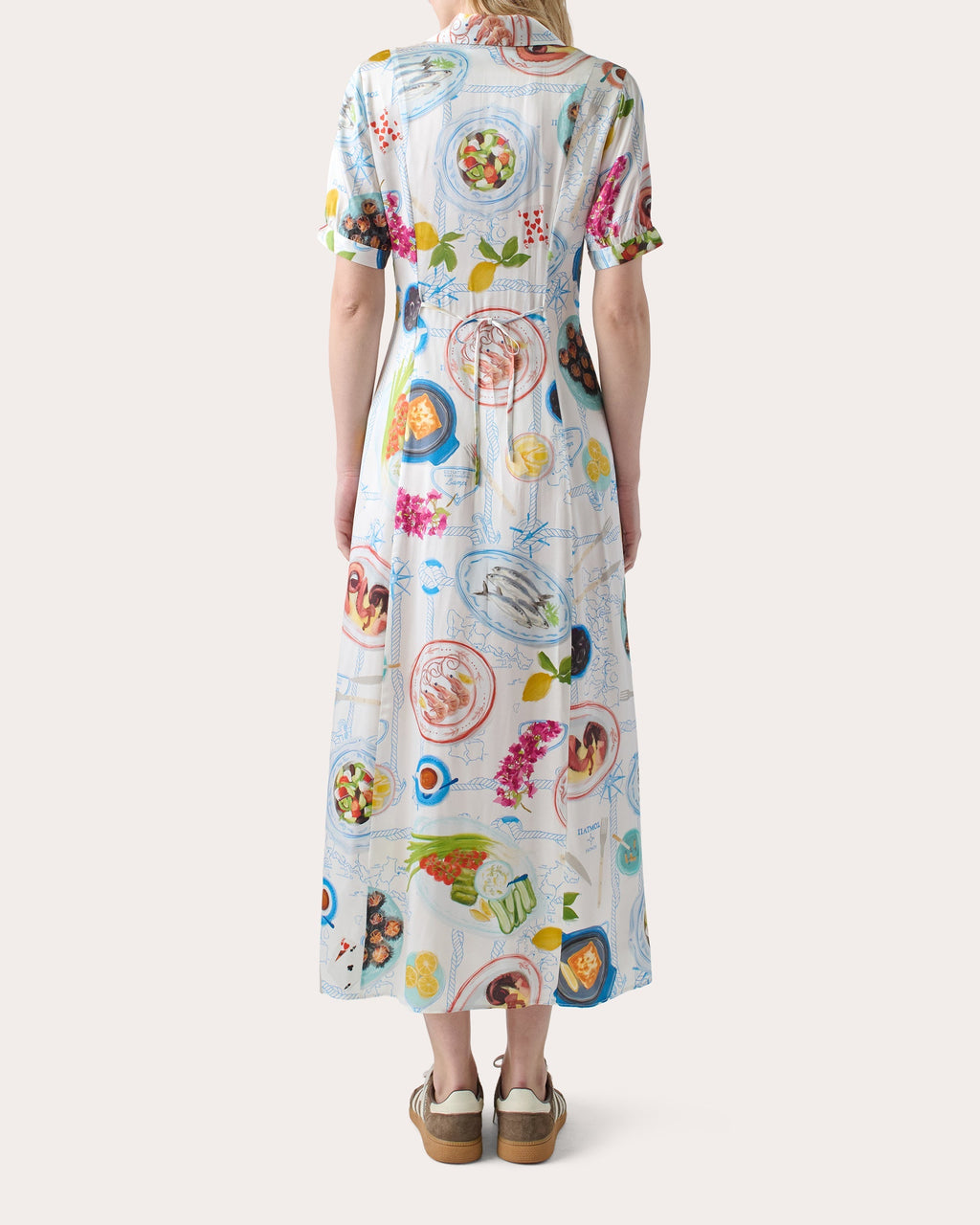 Lampi Printed Silk-Blend Midi Shirt Dress