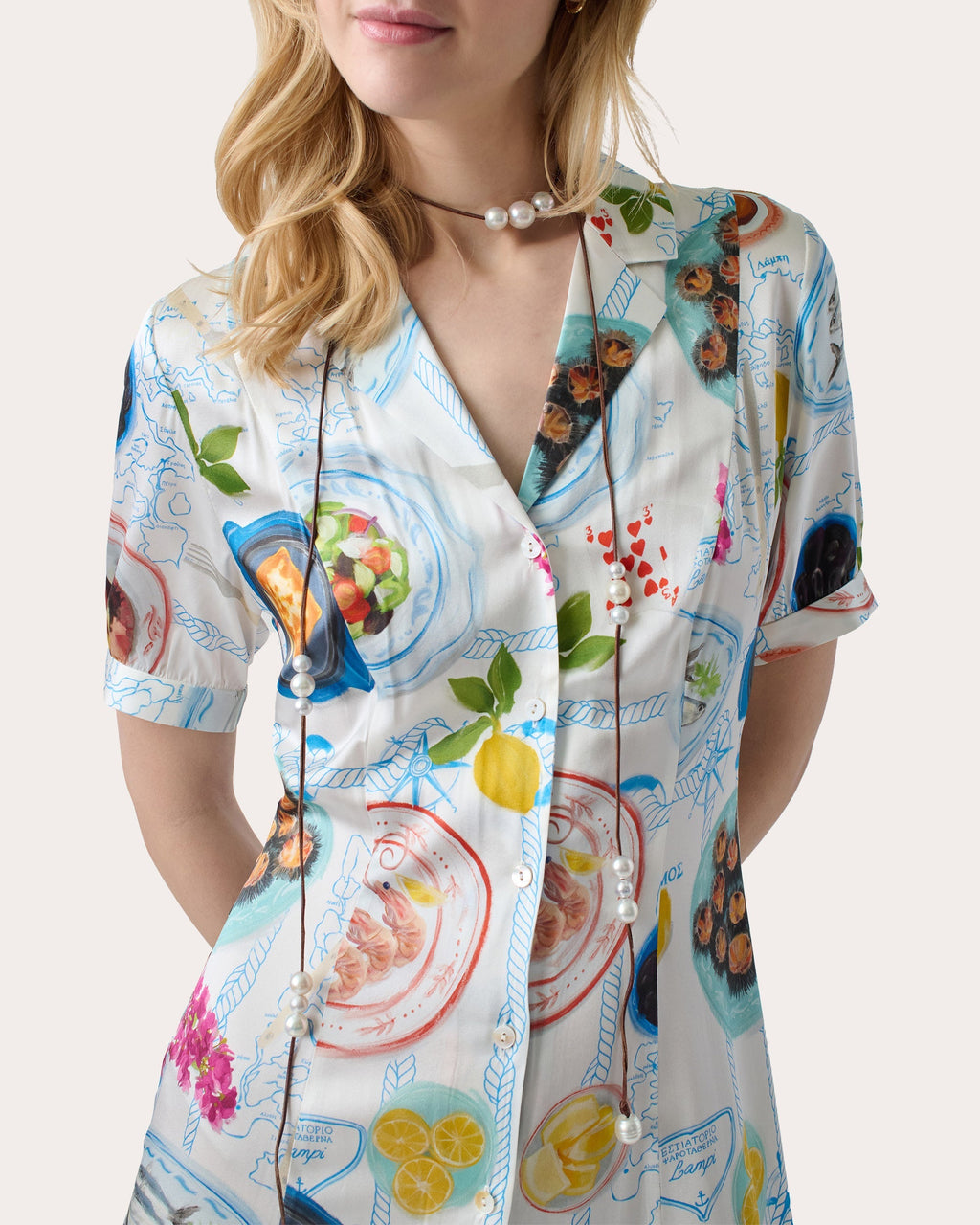 Lampi Printed Silk-Blend Midi Shirt Dress