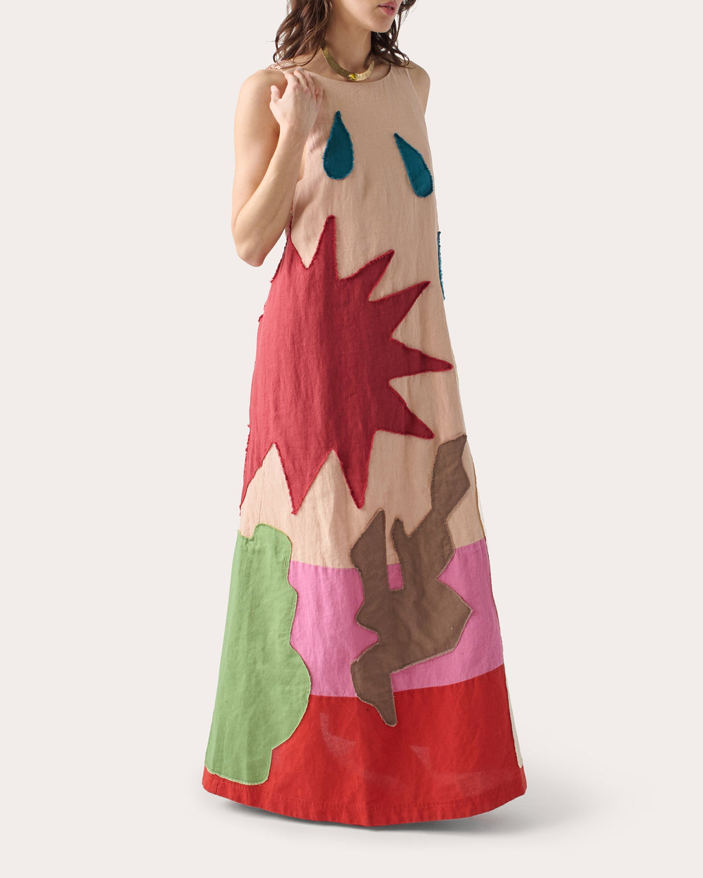 Patmos Appliquéd Linen-Blend Maxi Dress