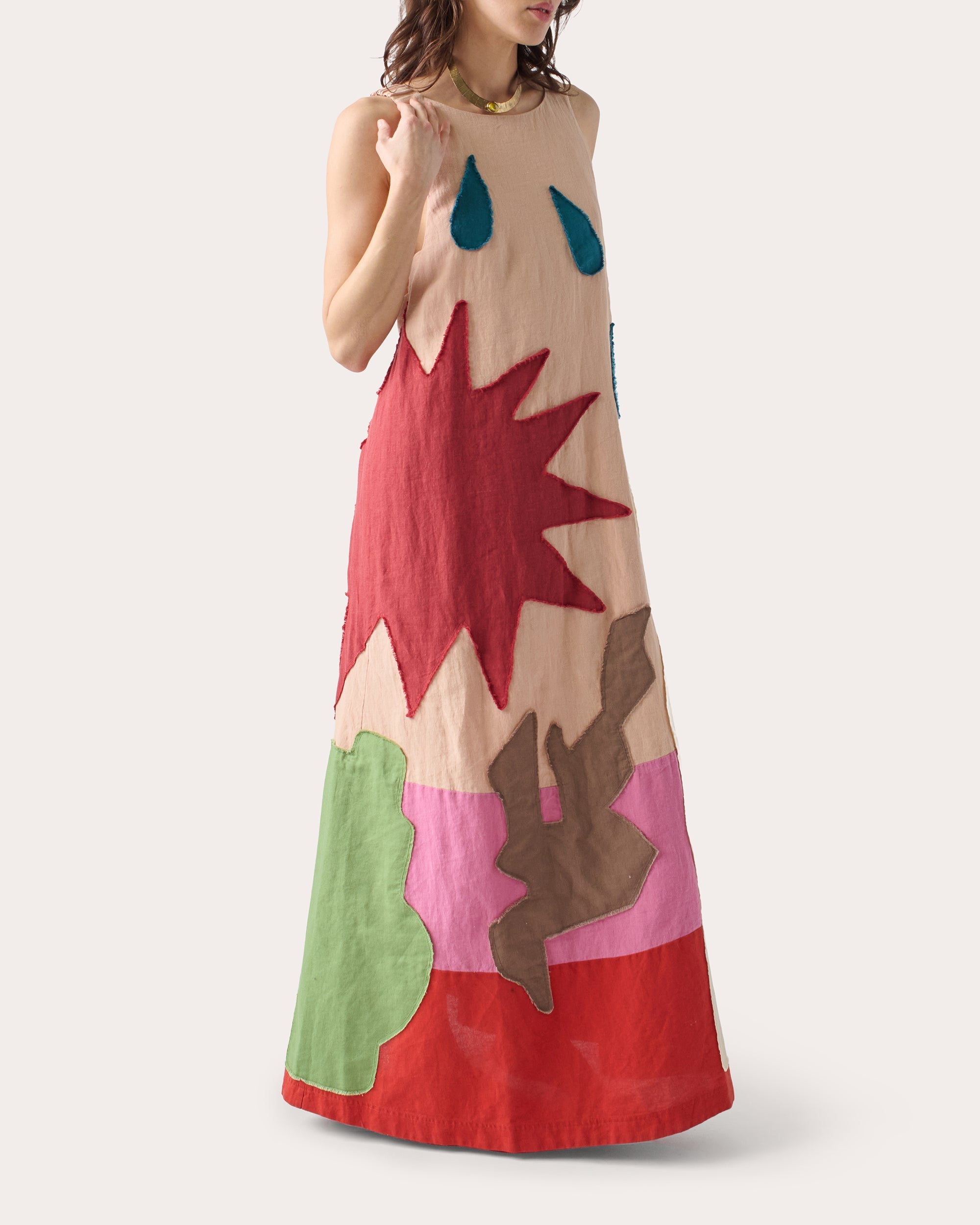 Patmos Appliquéd Linen-Blend Maxi Dress