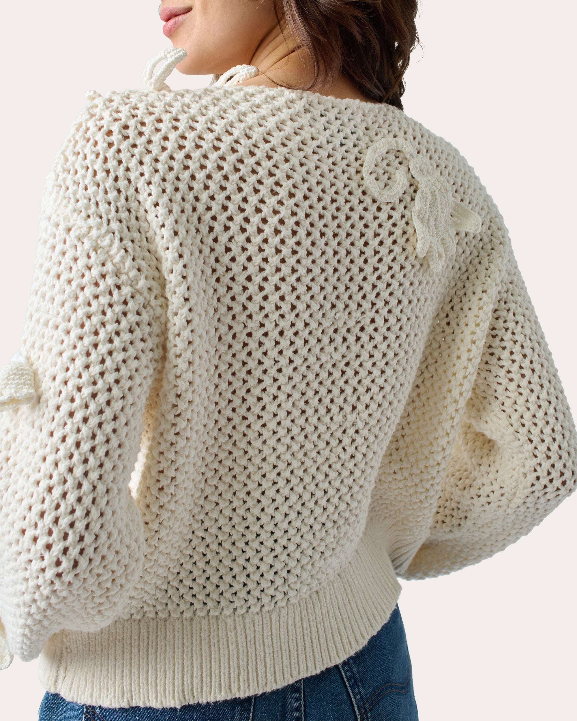 Cammy Appliquéd Cotton Mesh-Knit Sweater
