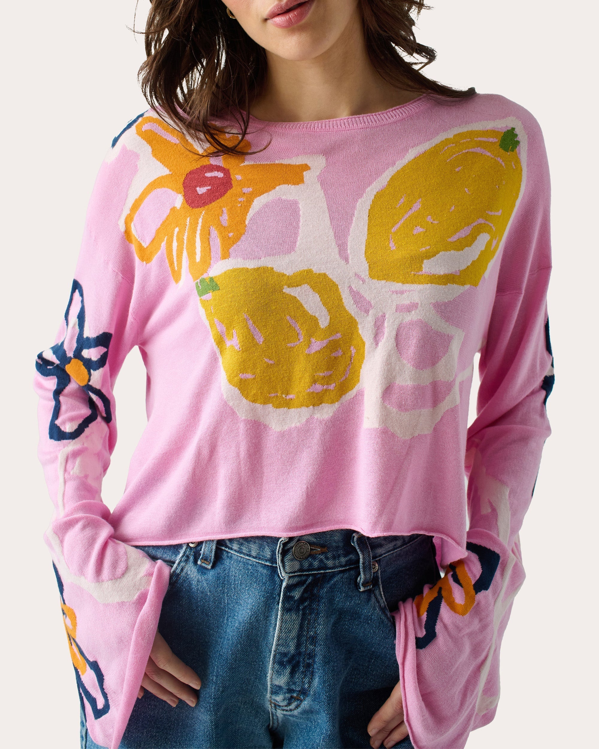Reina Intarsia Silk-Blend Sweater