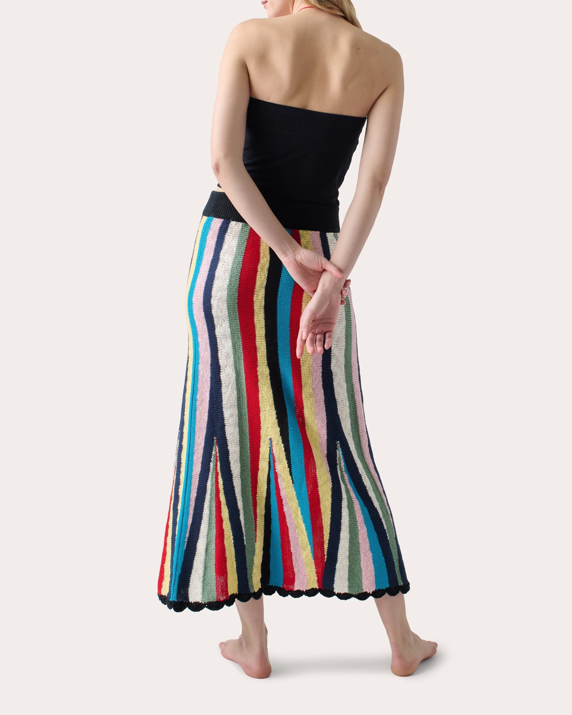 Marathi Striped Cotton Knit Maxi Skirt
