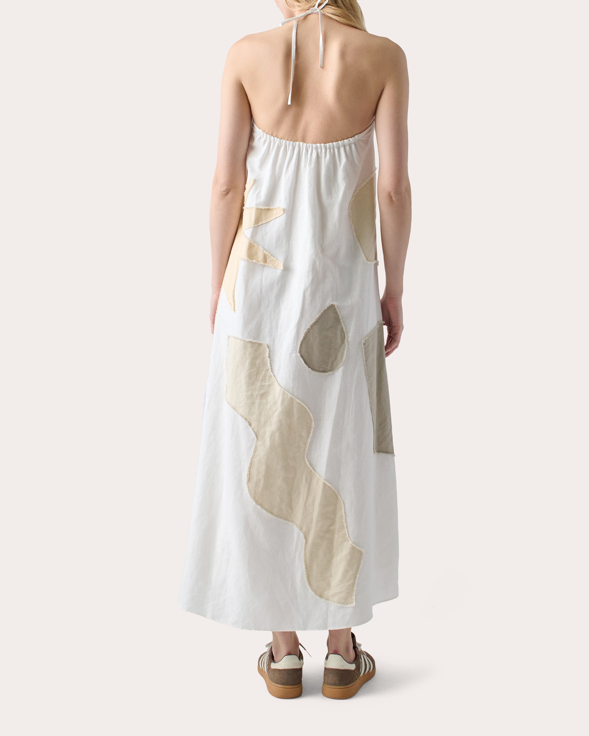 Patmos Knotted Appliquéd Linen-Blend Maxi Dress
