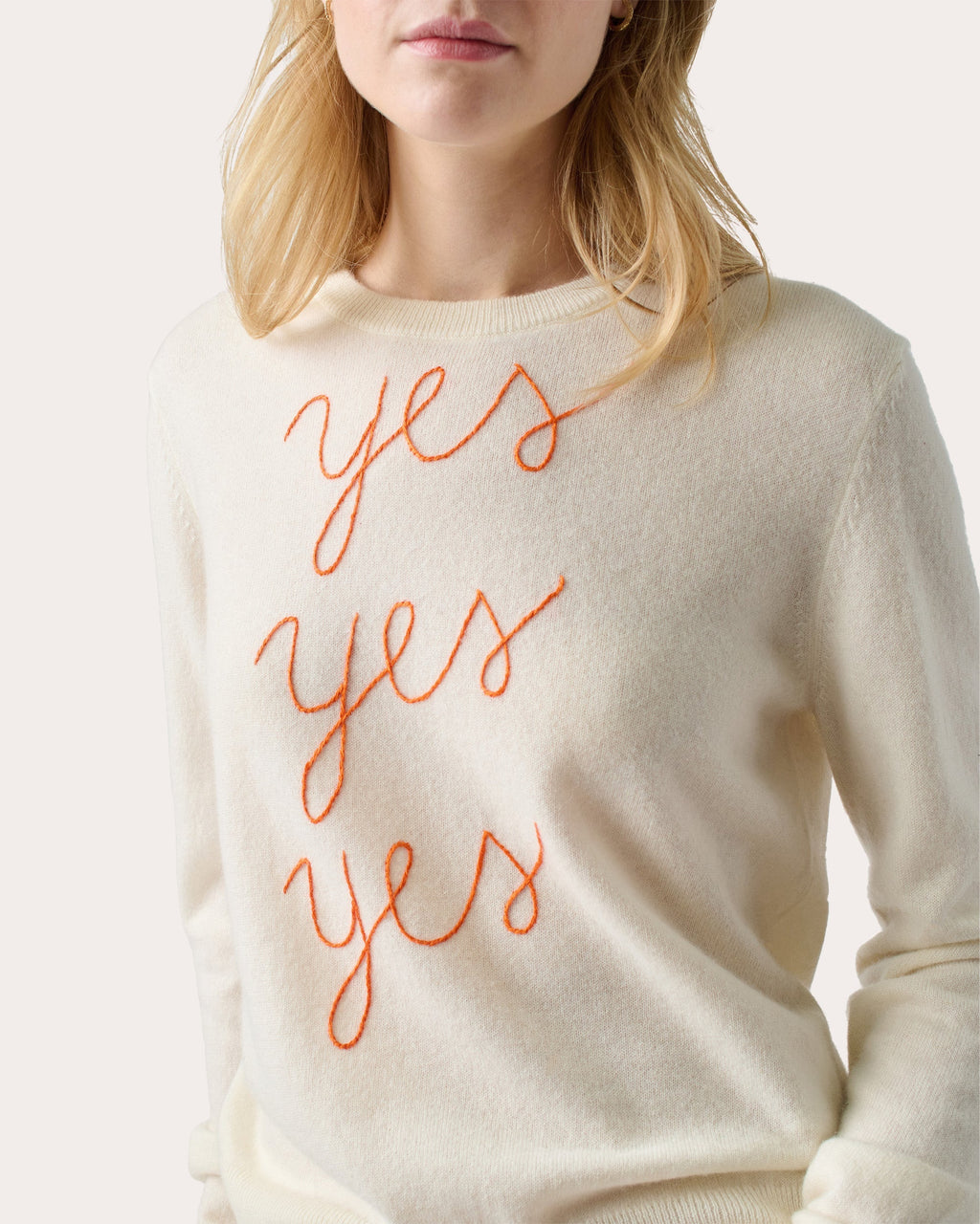 "Yes Yes Yes" Embroidered Cashmere Sweater