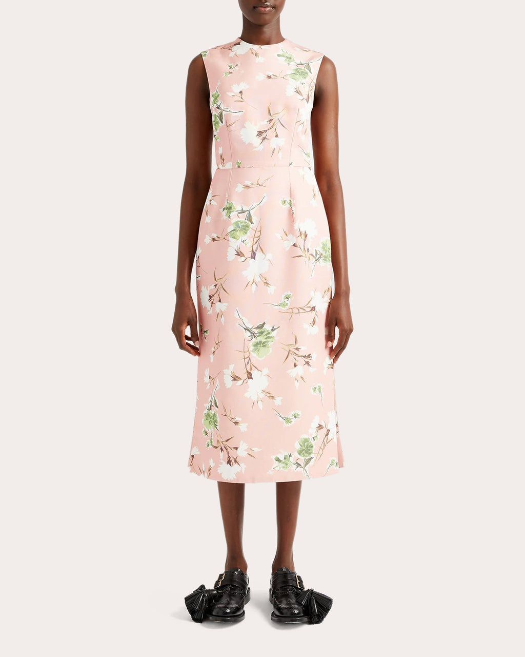 Floral-Print Faille Midi Dress