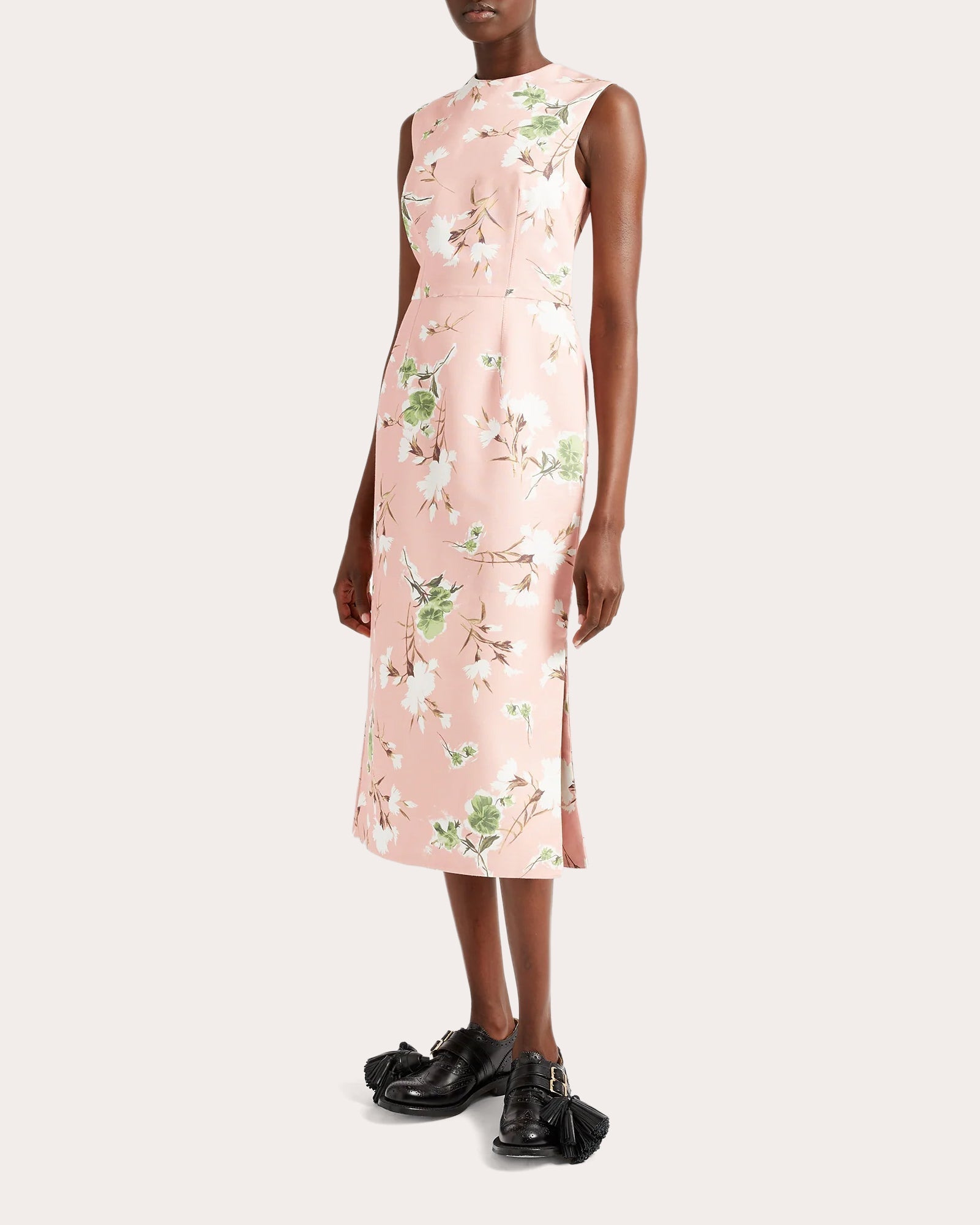 Floral-Print Faille Midi Dress