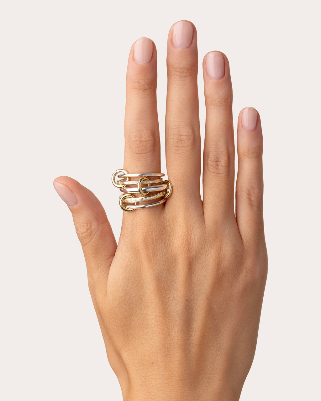 Salix 18K Gold Sterling Silver and Diamond Linked Rings