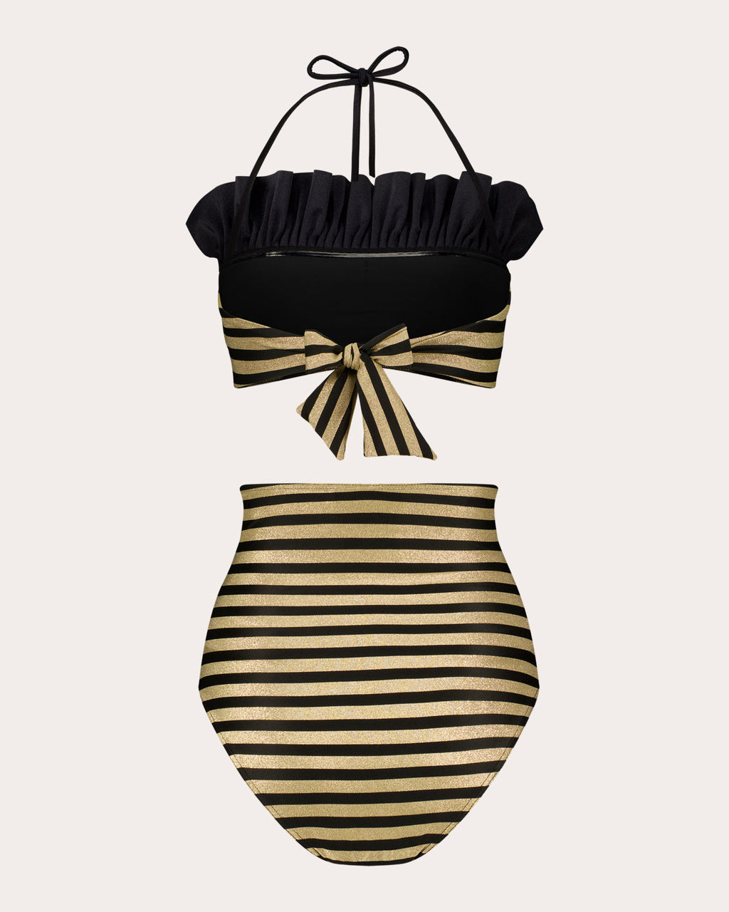 Sasha Striped Ruffle-Trimmed Bandeau Bikini Top