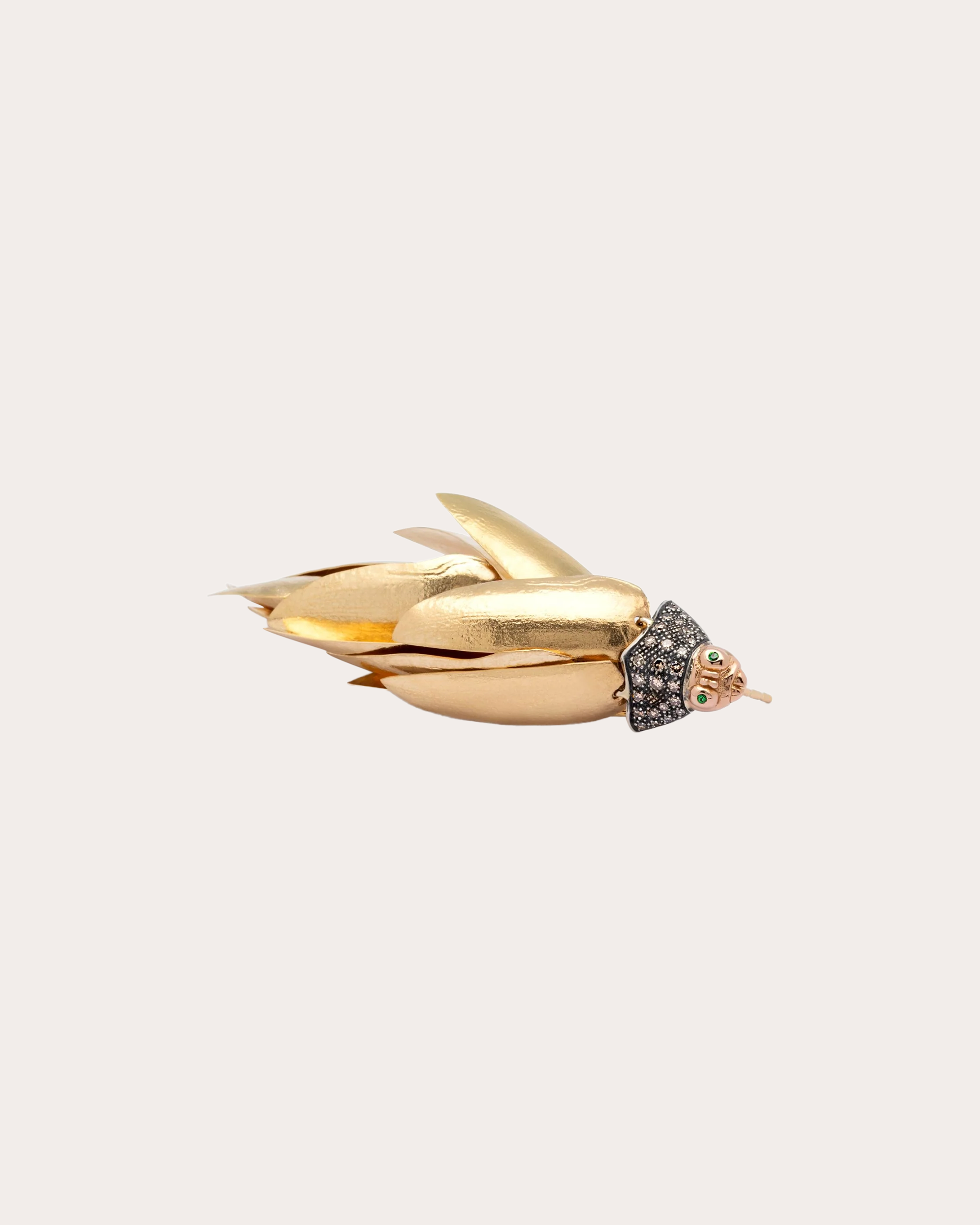 Scarab Bunch 18K Gold Sterling Silver Diamond Single Earring