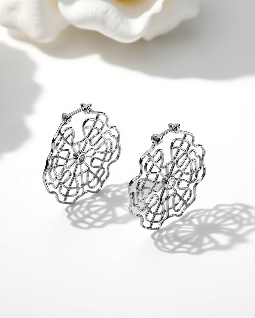 Schumann Harmonics Platinum Diamond Hoop Earrings