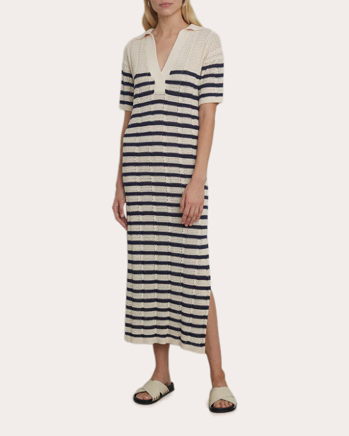 Emmie Stripe Mesh Knit Midi Dress