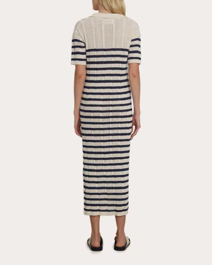 Emmie Stripe Mesh Knit Midi Dress