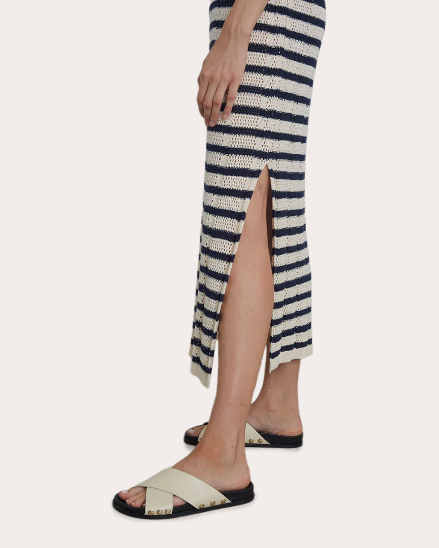 Emmie Stripe Mesh Knit Midi Dress