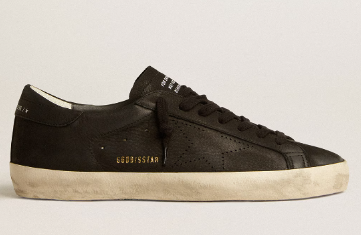 Men's Super-Star in black nubuck with perforated star and black nubuck heel tab
