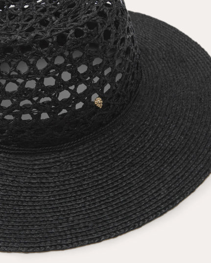 Kendra Crocheted Raffia Wide-Brim Fedora