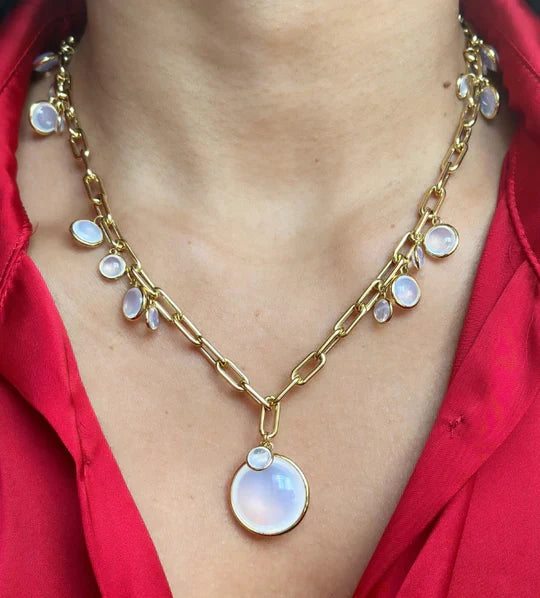 Mischief 18K Gold Moon Quartz Charm Necklace