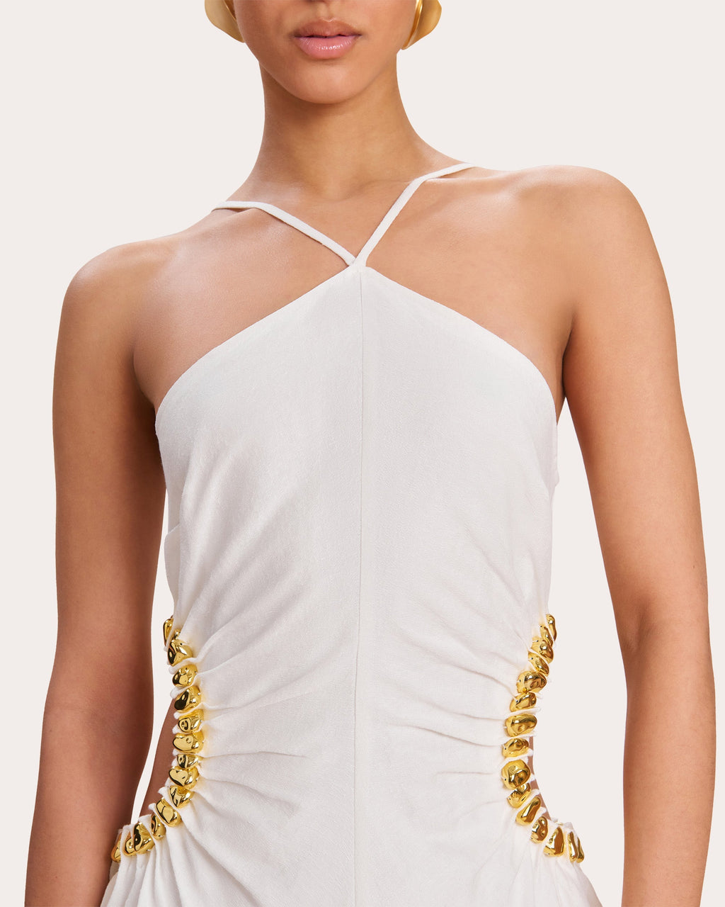 Silvia Embellished Cutout Ruched Midi Dress